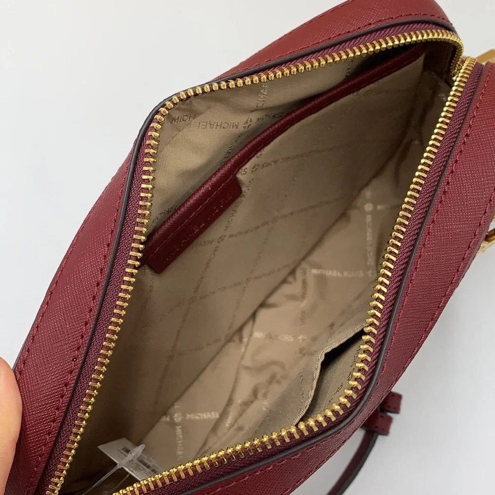 MICHAEL KORS LARGE EW ZIP CHAIN CROSSBODY DARK CHERRY & SM  TZ COINPOUCH MULBERR - Picture 11 of 16